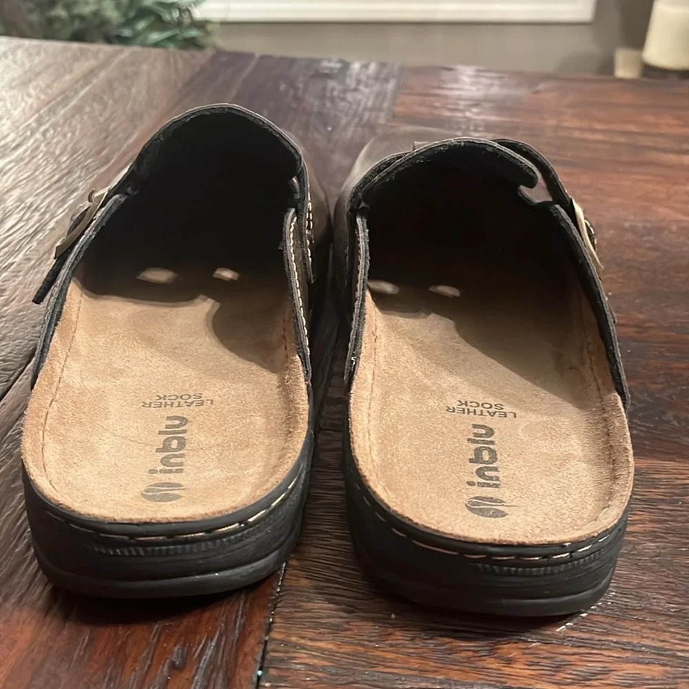 INBLU Distressed Leather Clogs SZ 11.5 not Birkenstock - Picture 6 of 7